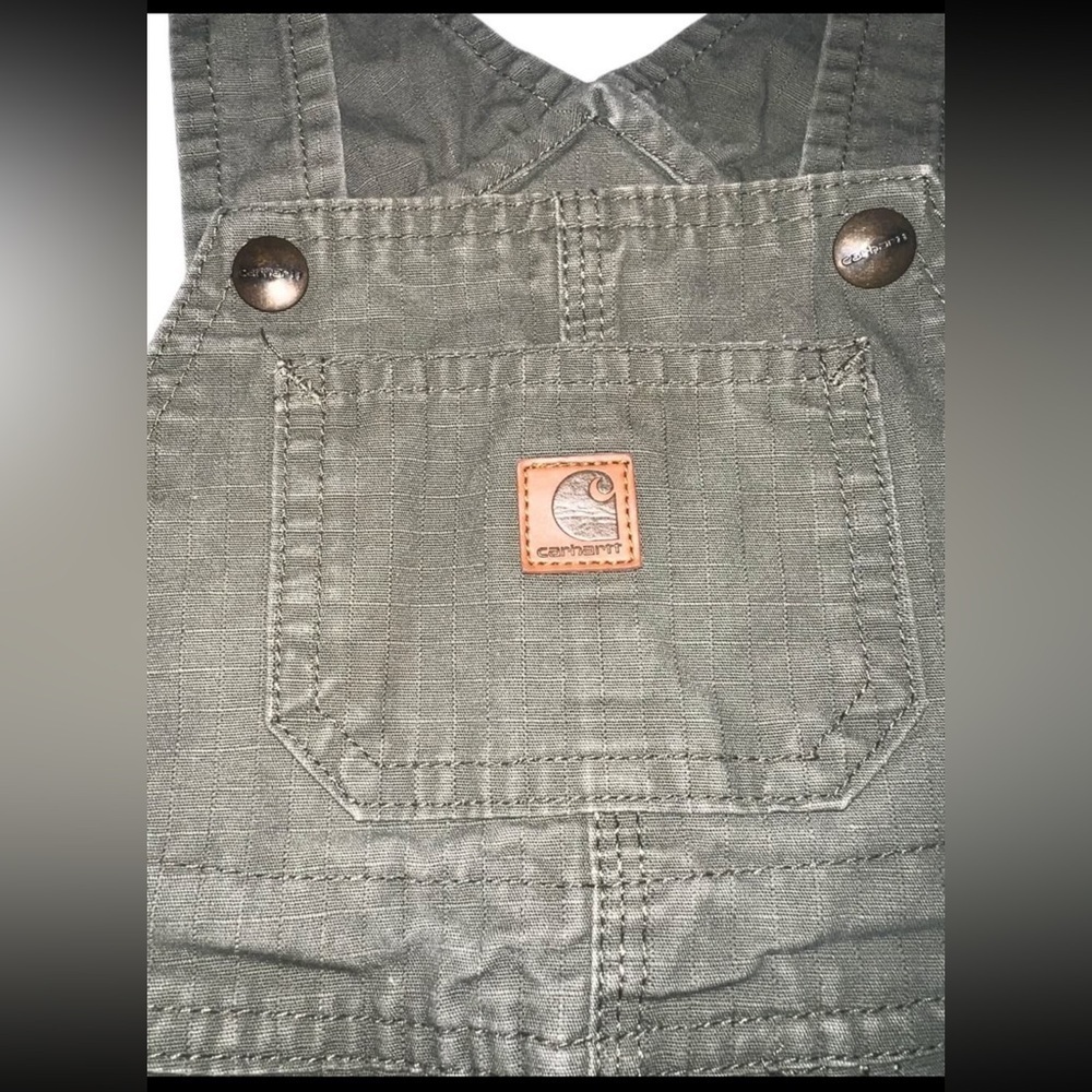 EUC Carhartt Toddler Cargo Bib Overall Olive Green 18 month Workwear - Picture 4 of 6